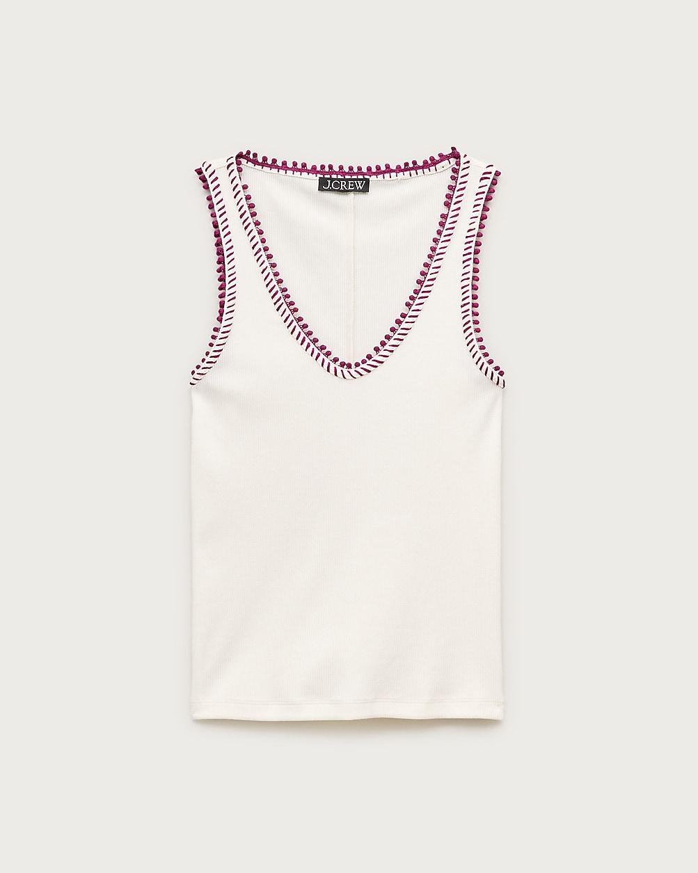 Perfect rib V-neck tank top with hand-stitched trim by J.CREW