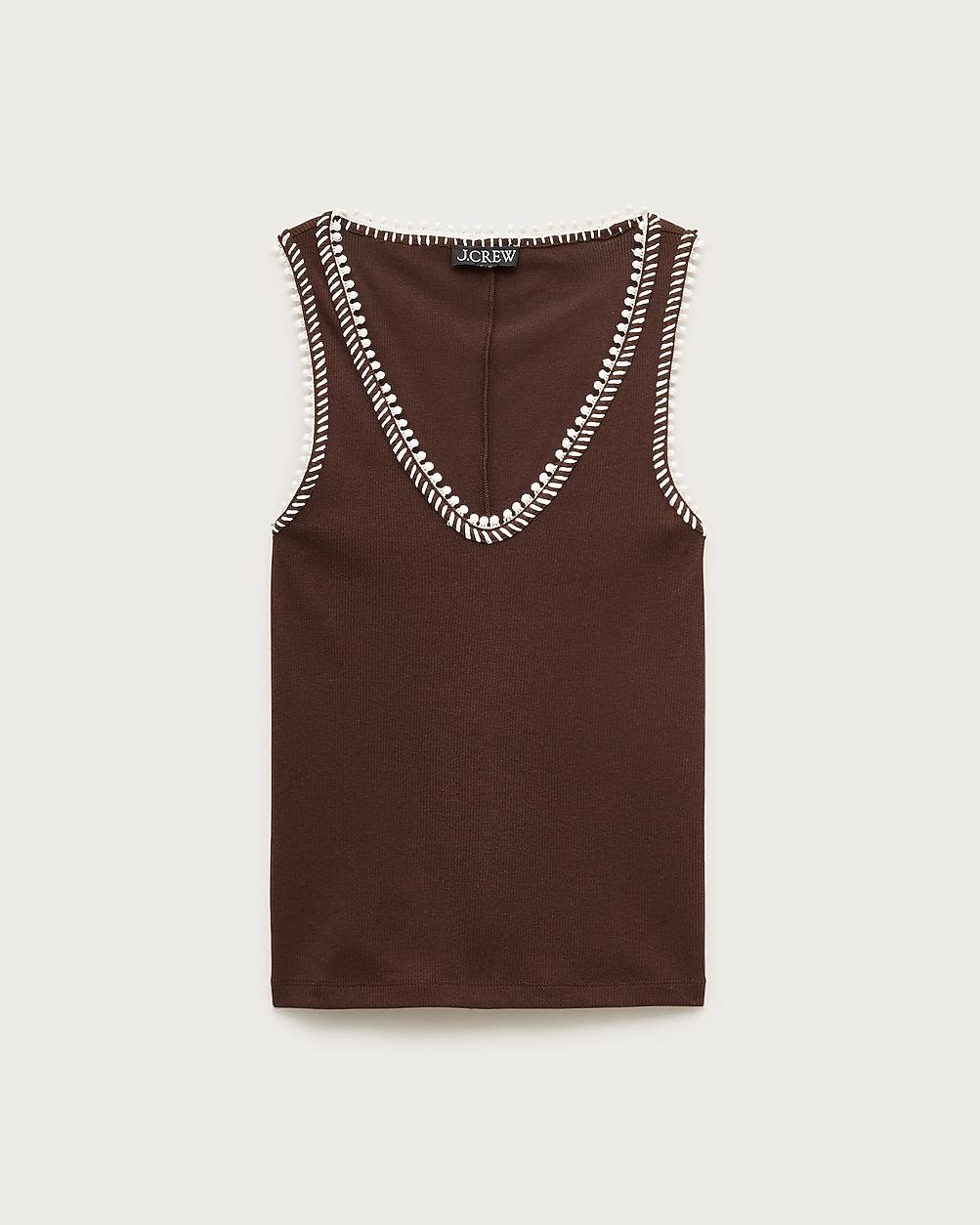 Perfect rib V-neck tank top with hand-stitched trim by J.CREW