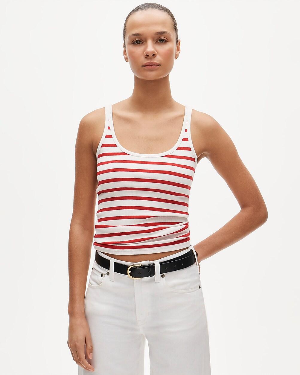 Perfect rib scoopneck tank top in stripe by J.CREW