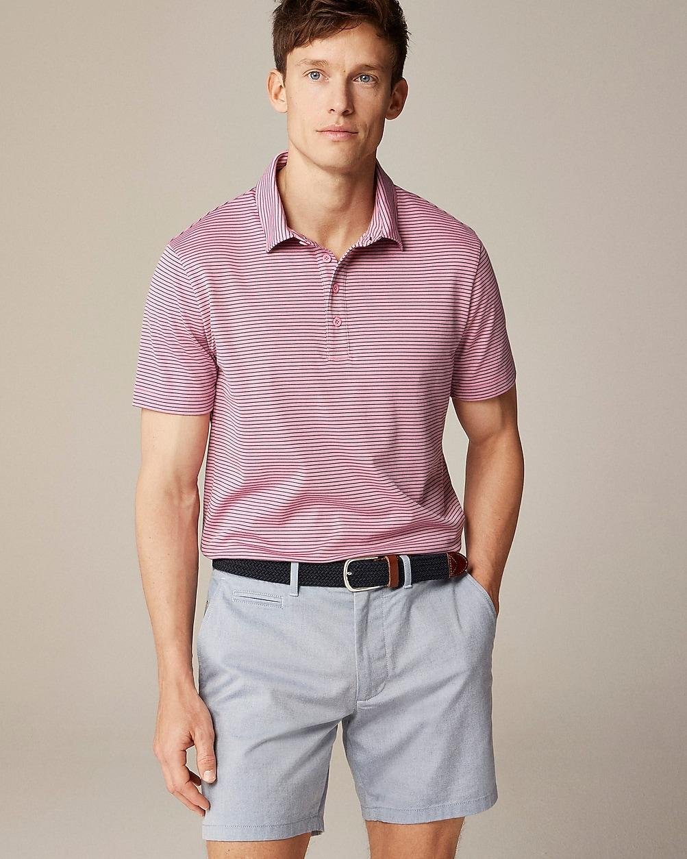 Performance polo shirt with COOLMAX® in stripe by J.CREW