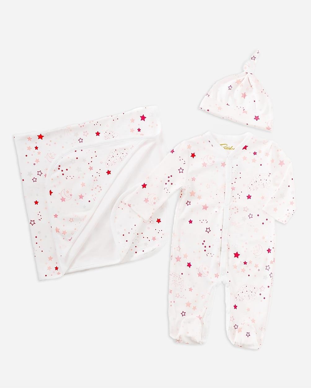 Petidoux babies' Pima cotton one-piece, matching hat and receiving blanket set by J.CREW