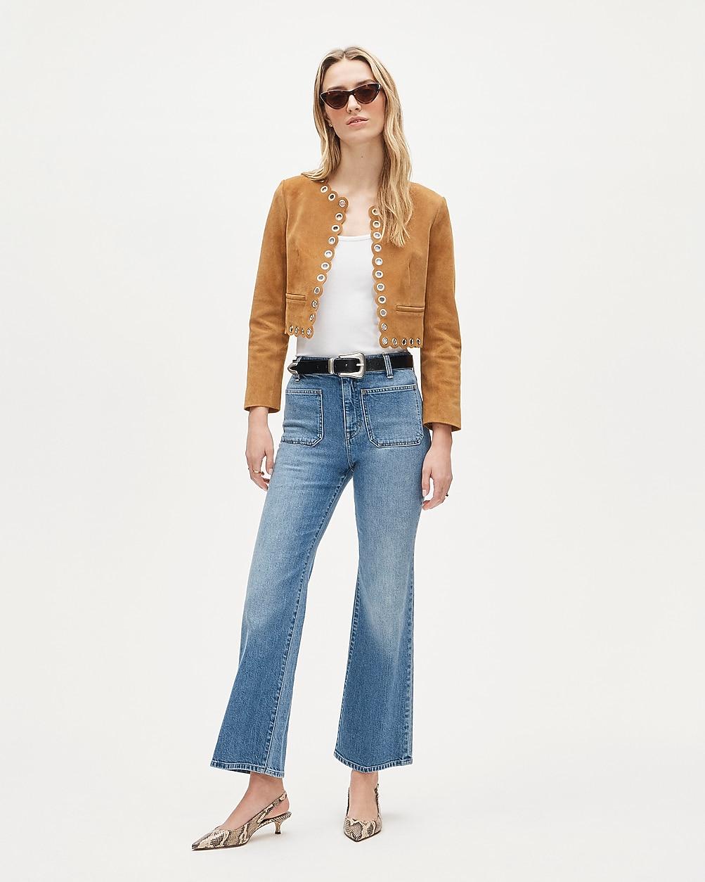Petite Charley kickout cropped jean in semi-stretch with patch pockets by J.CREW