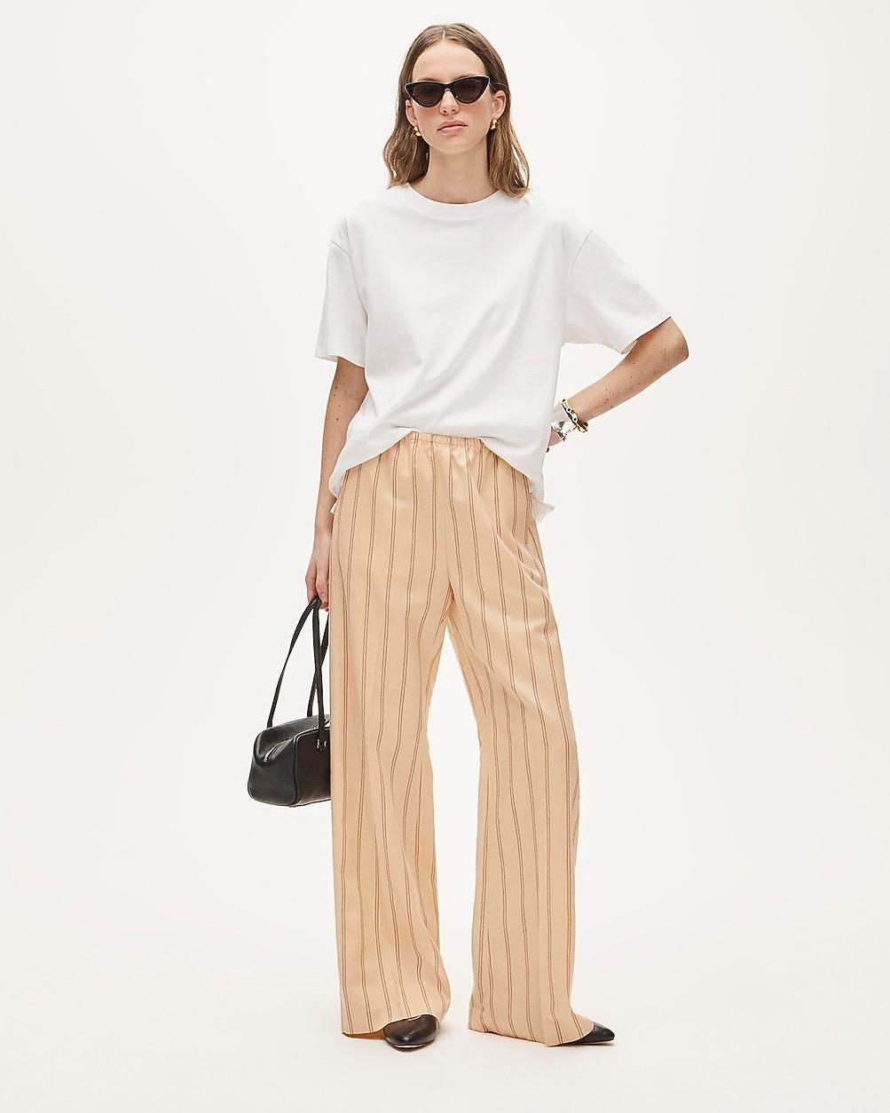 Petite Cosmo pant in striped Gramercy linen blend by J.CREW