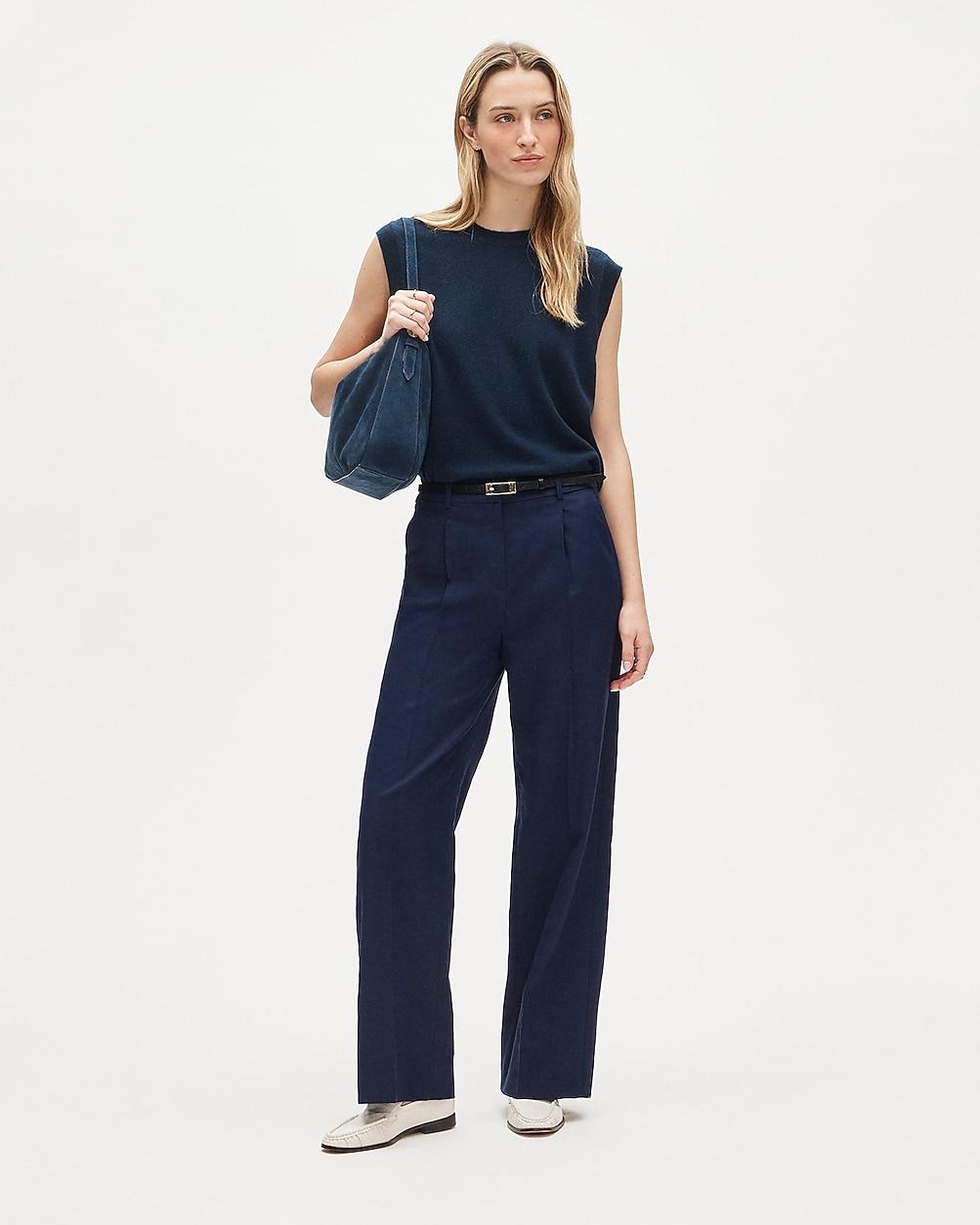 Petite Essential wide-leg pant in Gramercy linen blend by J.CREW Petite Essential wide-leg pant in Gramercy linen blend by J.CREW