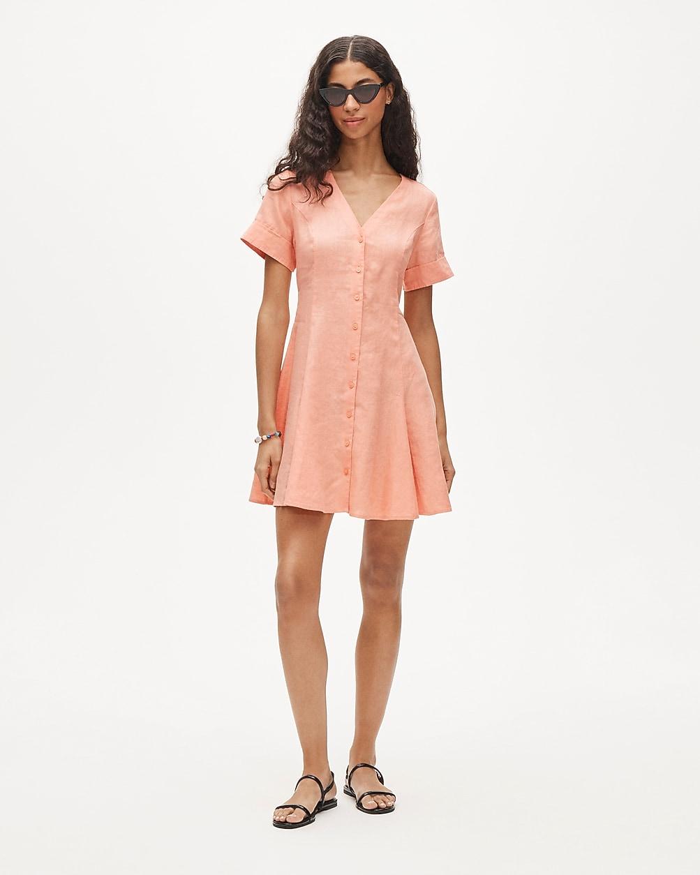 Petite Fleur mini dress in linen by J.CREW