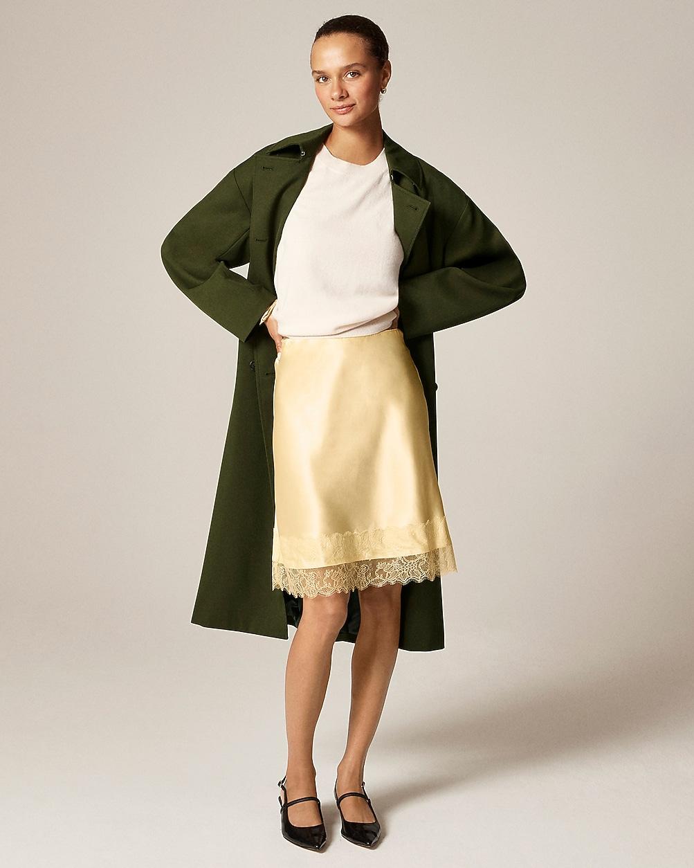 Petite Gwen lace-trim slip skirt in luster charmeuse by J.CREW Petite Gwen lace-trim slip skirt in luster charmeuse by J.CREW