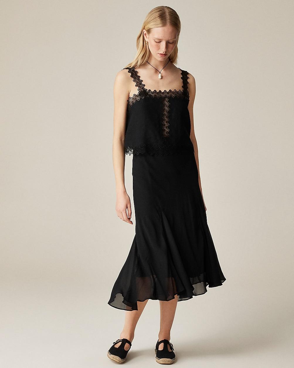 Petite Gwyneth flounce-hem skirt in chiffon by J.CREW