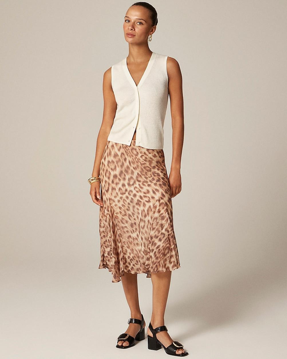 Petite Gwyneth flounce-hem skirt in leopard print by J.CREW Petite Gwyneth flounce-hem skirt in leopard print by J.CREW