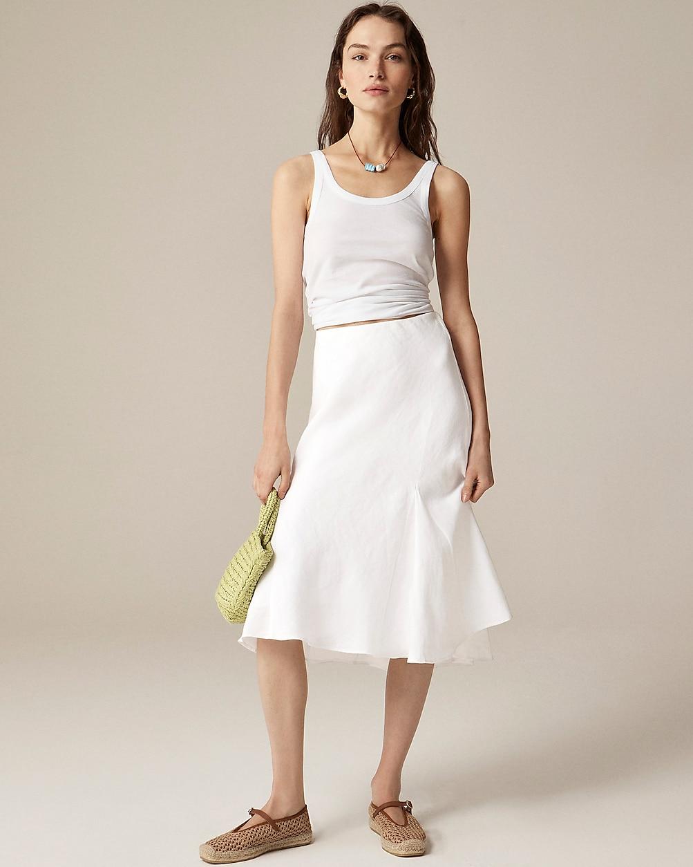 Petite Gwyneth flounce-hem slip skirt in linen by J.CREW Petite Gwyneth flounce-hem slip skirt in linen by J.CREW