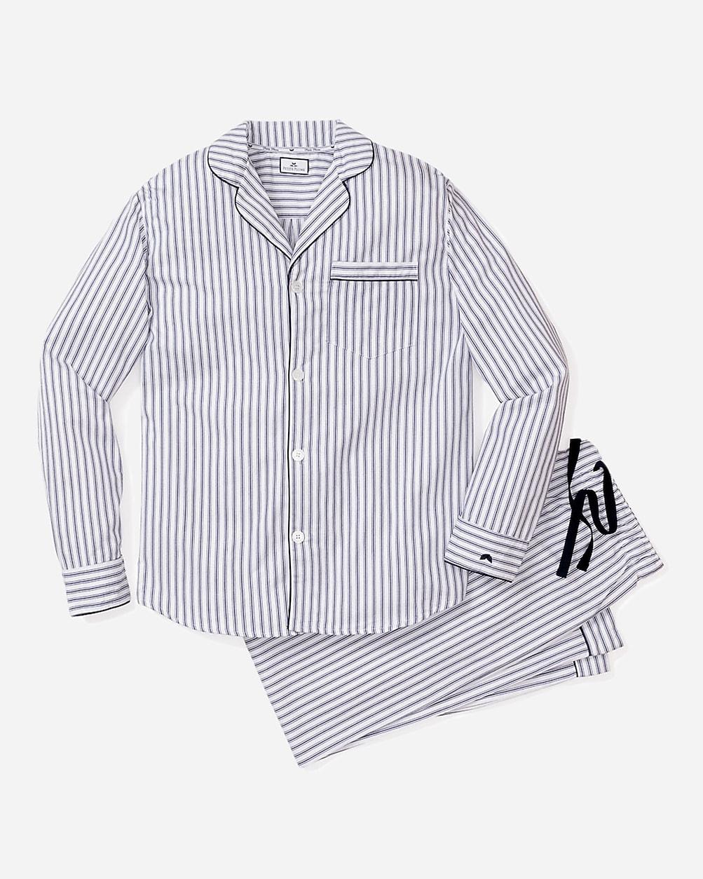 Petite Plume™ men's pajama set in french ticking by J.CREW