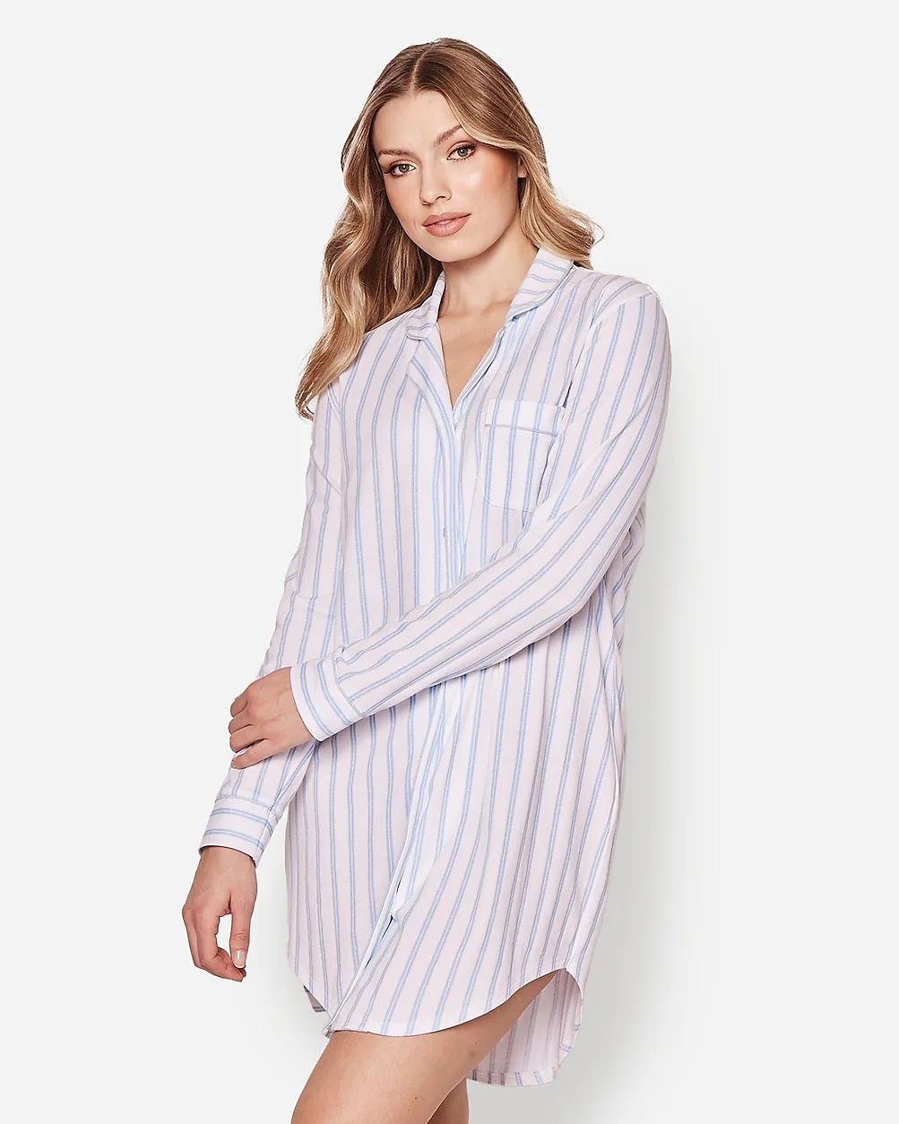 Petite Plume™ women's nightshirt in luxe Pima cotton stripe by J.CREW
