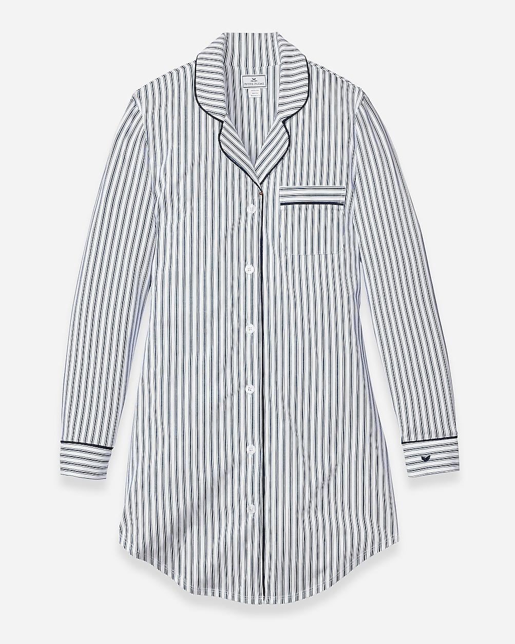 Petite Plume™ women's nightshirt in luxe Pima cotton with french ticking by J.CREW