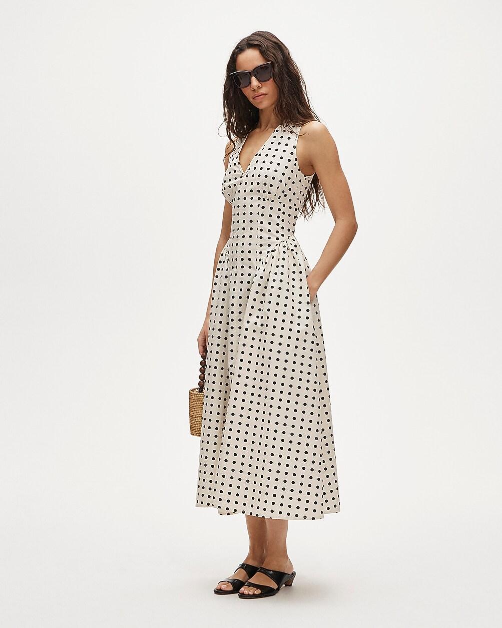 Petite V-neck dress in dot print by J.CREW