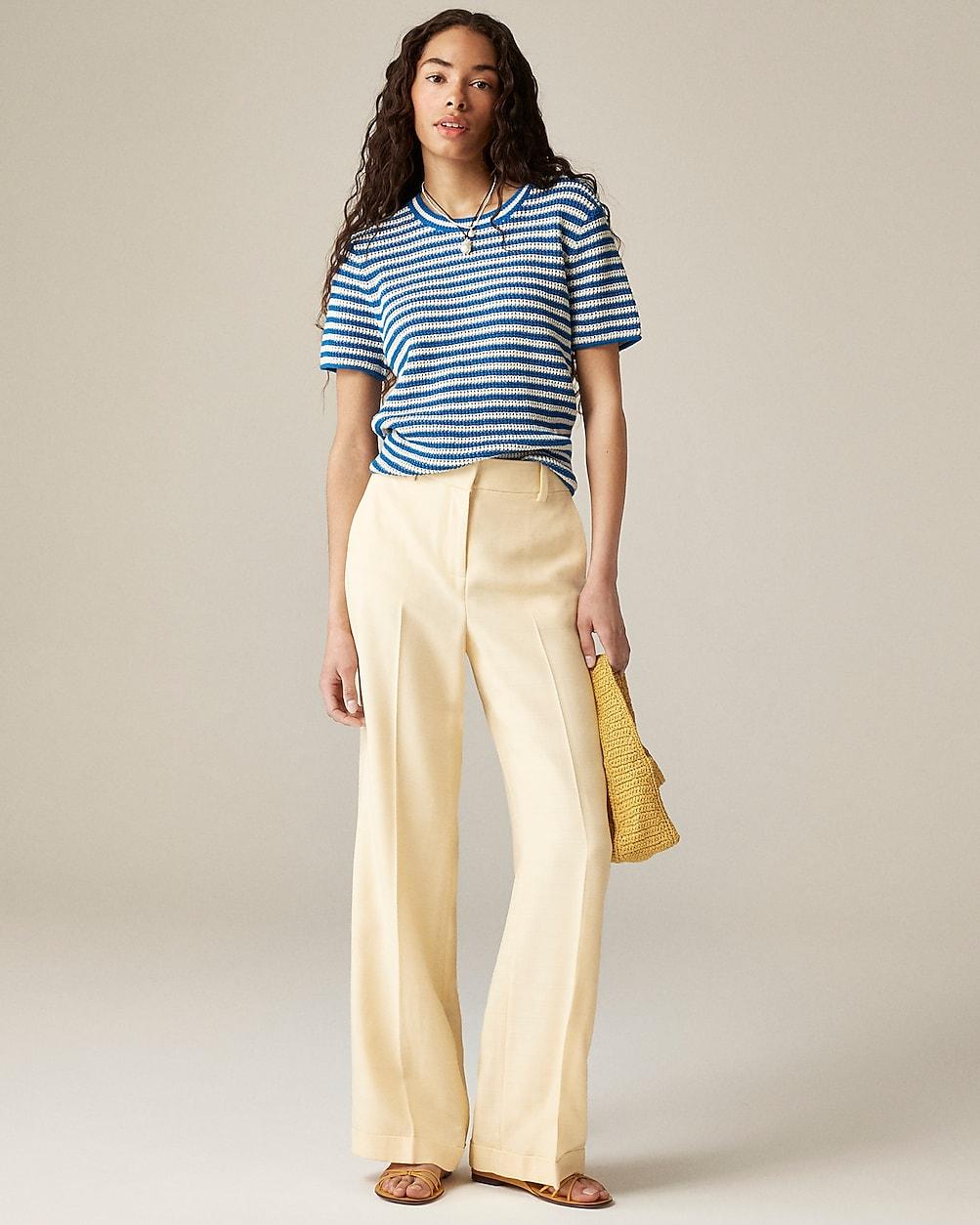 Petite cuffed wide-leg trouser in luster canvas by J.CREW Petite cuffed wide-leg trouser in luster canvas by J.CREW