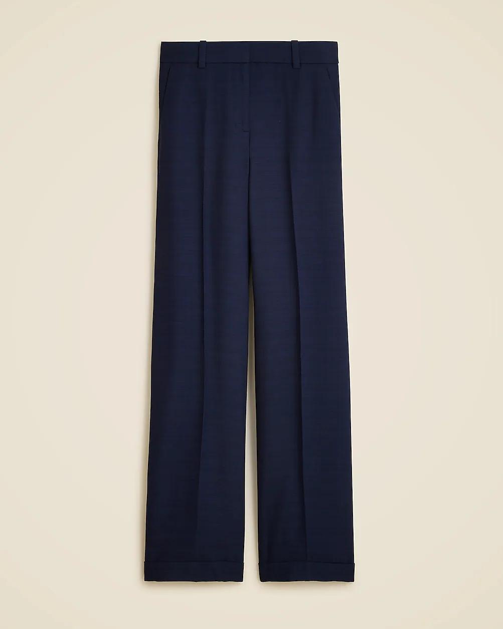 Petite cuffed wide-leg trouser in luster canvas by J.CREW Petite cuffed wide-leg trouser in luster canvas by J.CREW