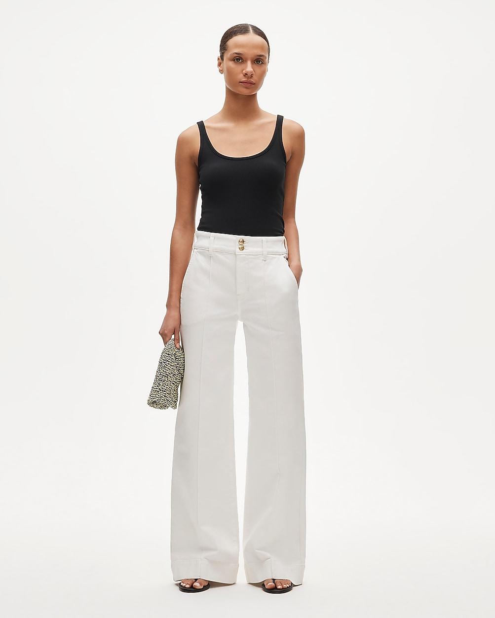 Petite denim trouser jean with stacked buttons by J.CREW