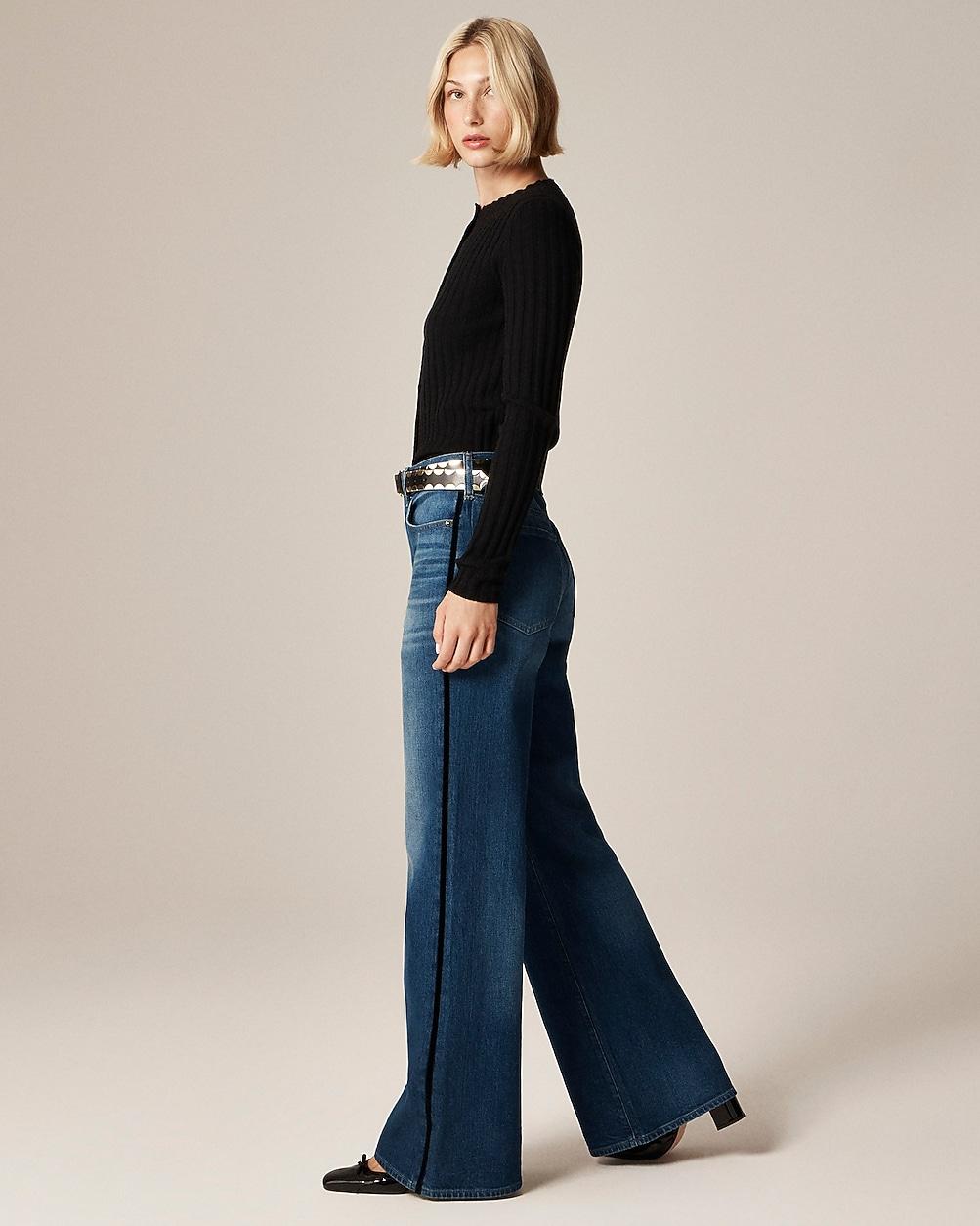 Petite denim trouser jean with velvet stripe by J.CREW