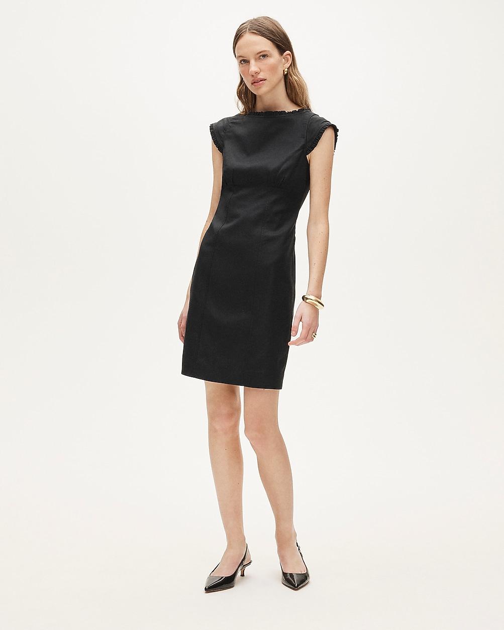 Petite lettuce-trim dress in Gramercy linen blend by J.CREW