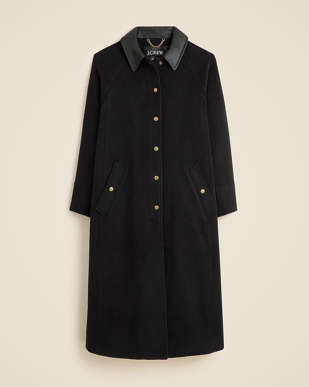 Petite long Barn Jacketâ¢ in drapey wool blend by J.CREW