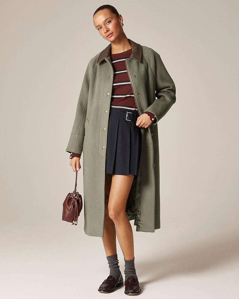 Petite long Barn Jacket™ in drapey wool blend by J.CREW
