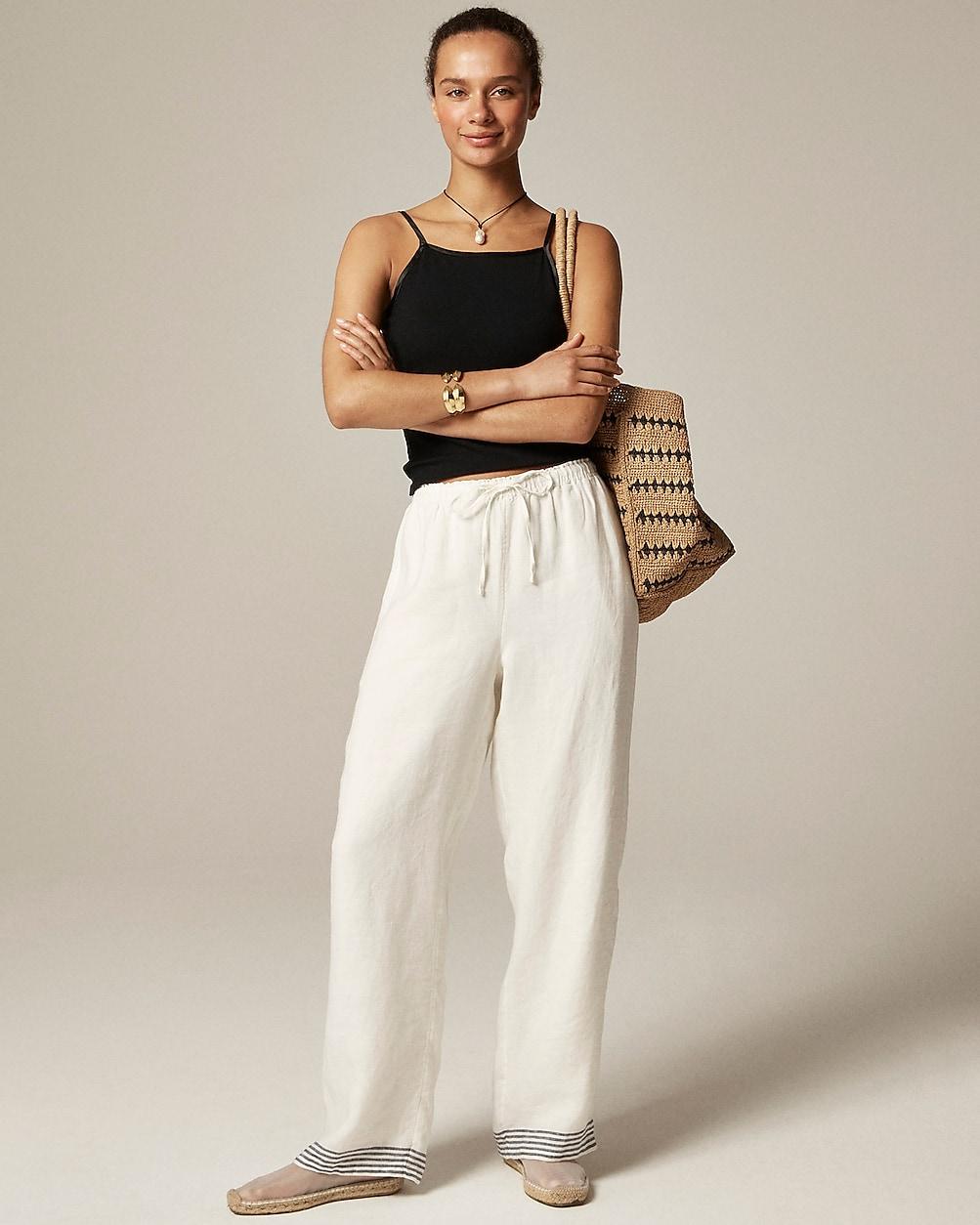 Petite new Soleil pant in striped linen by J.CREW
