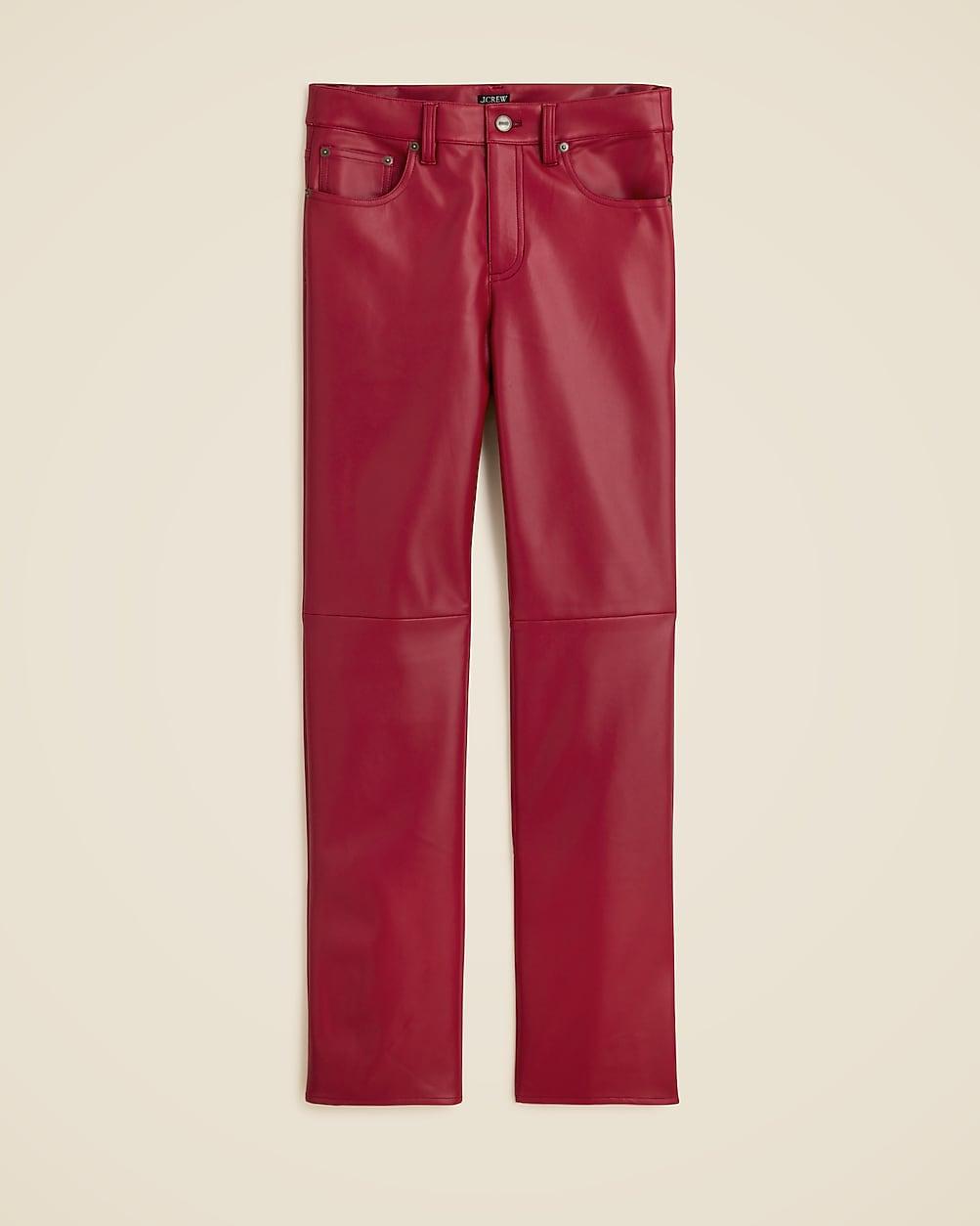 Petite nipped straight pant in faux leather by J.CREW