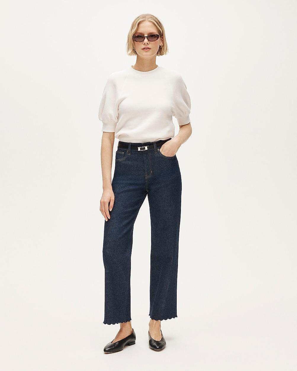 Petite scallop-trim slim-wide jean by J.CREW