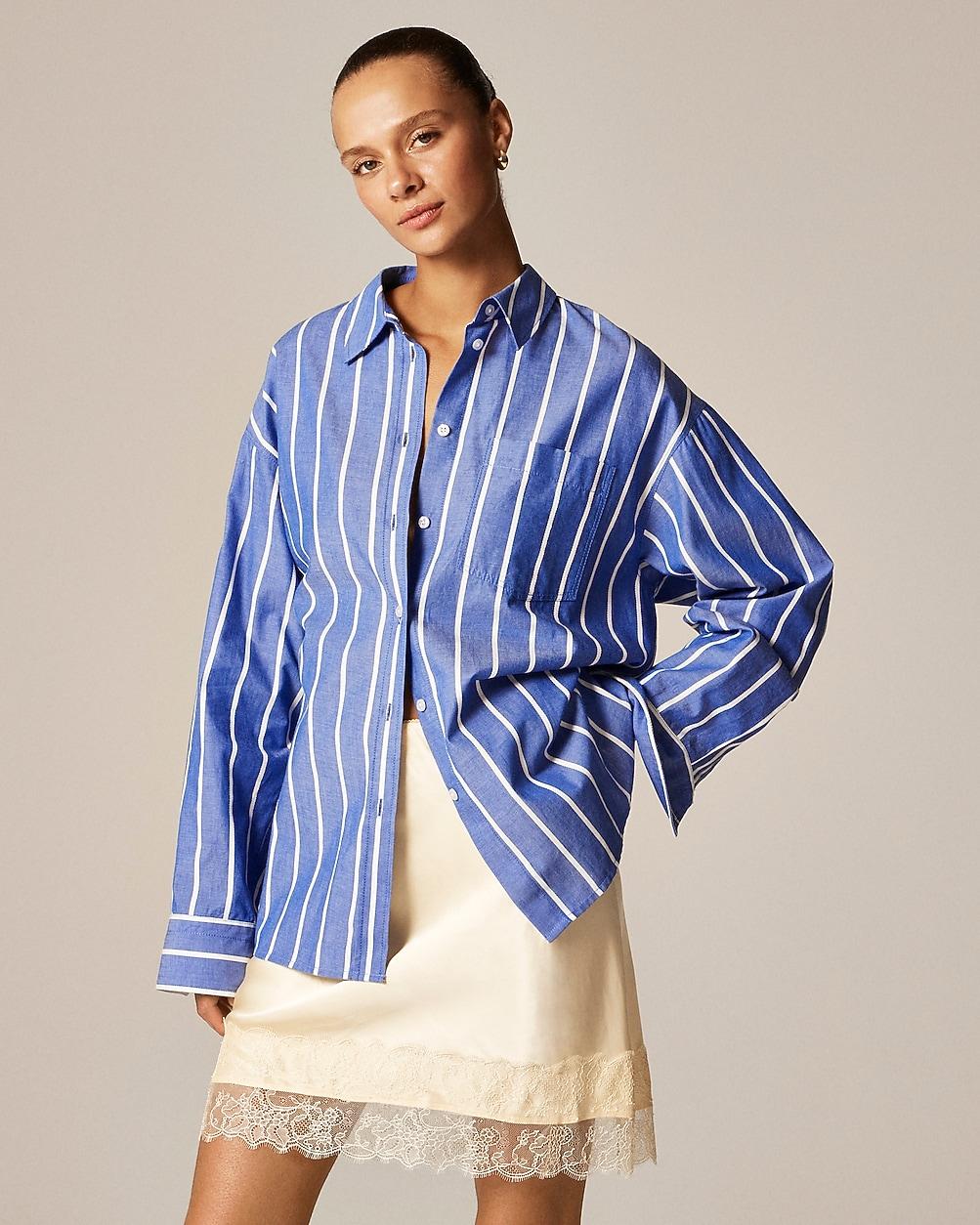 Petite Ãtienne oversized shirt in dobby stripe by J.CREW