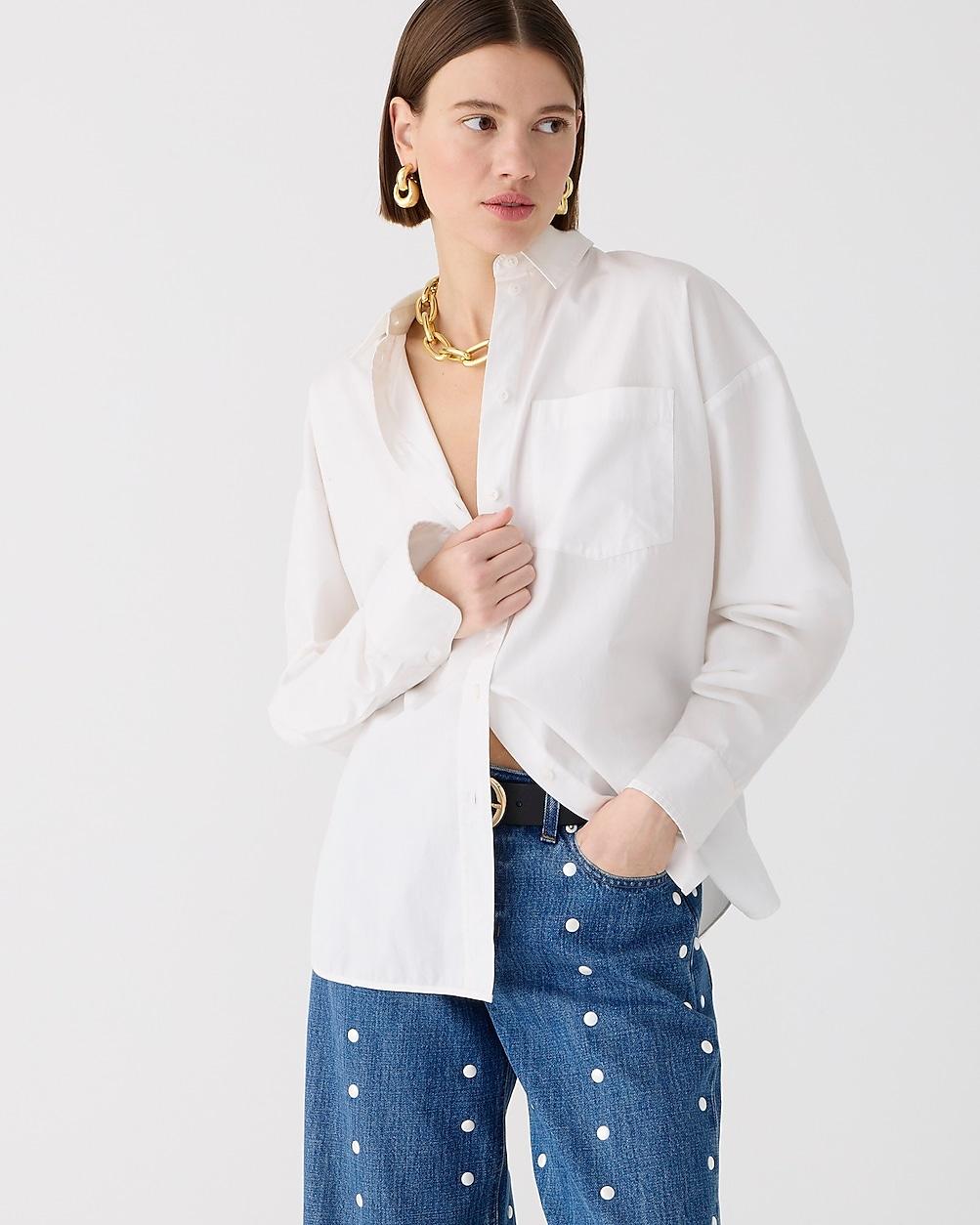 Petite Ãtienne oversized shirt in lightweight oxford by J.CREW