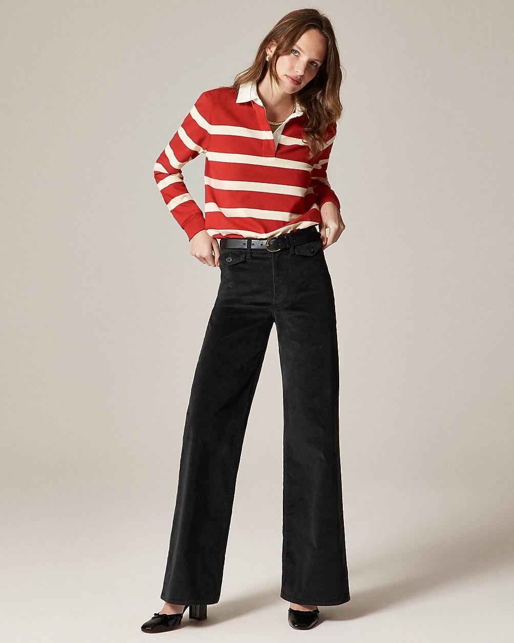 Petite wide-leg trouser in washed velvet by J.CREW