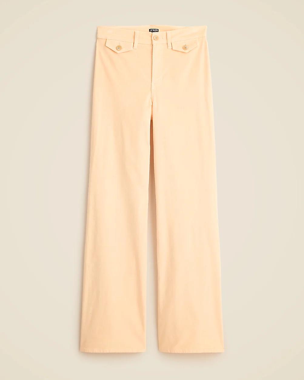 Petite wide-leg trouser in washed velvet by J.CREW