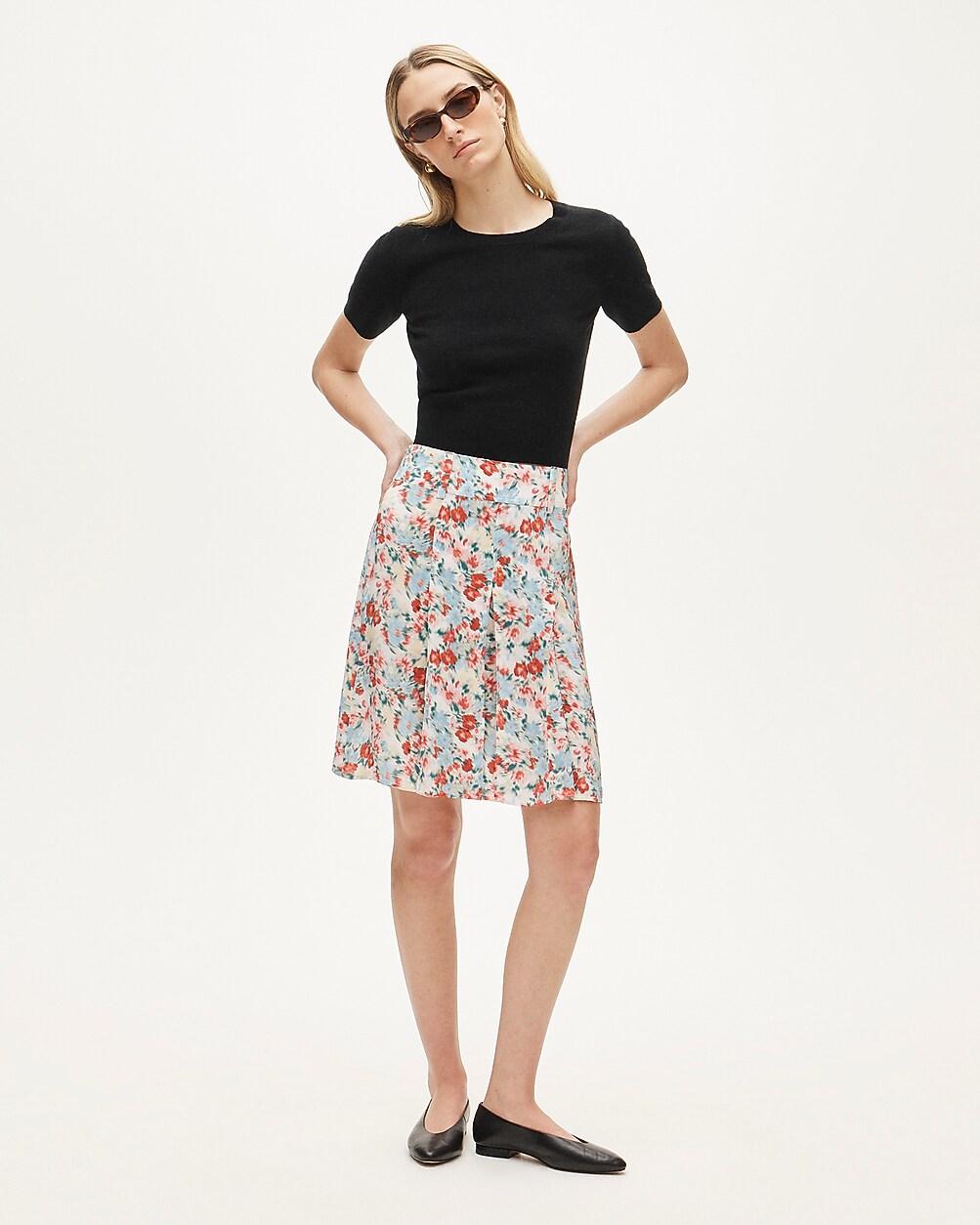 Pleated knee-length skirt in floral print by J.CREW