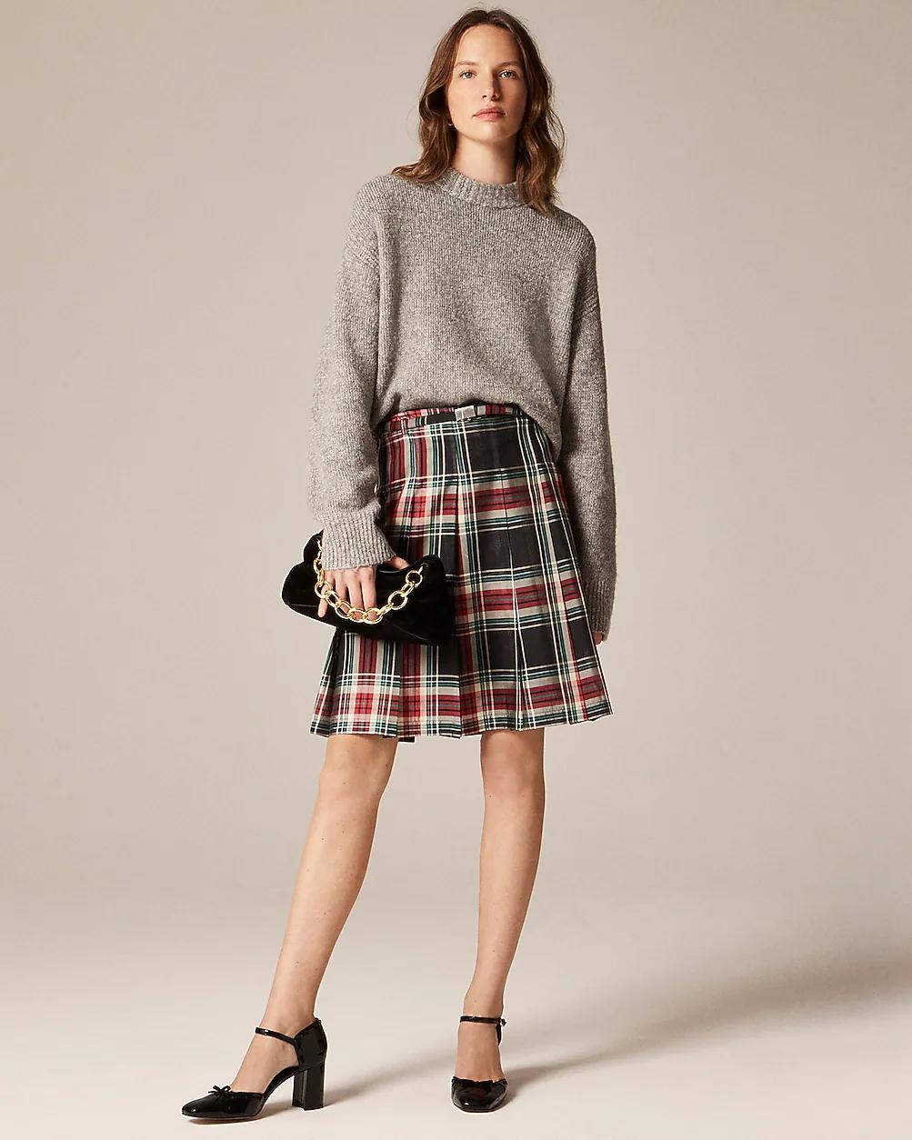 Pleated prep skirt in Stewart tartan by J.CREW