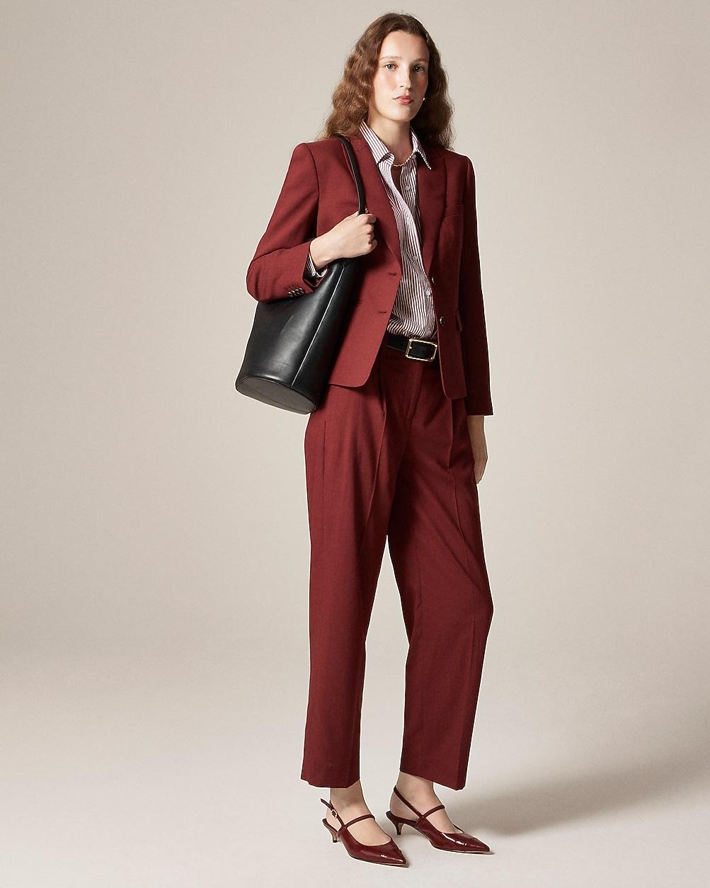 Pleated tapered pant in Italian gauzy wool blend by J.CREW