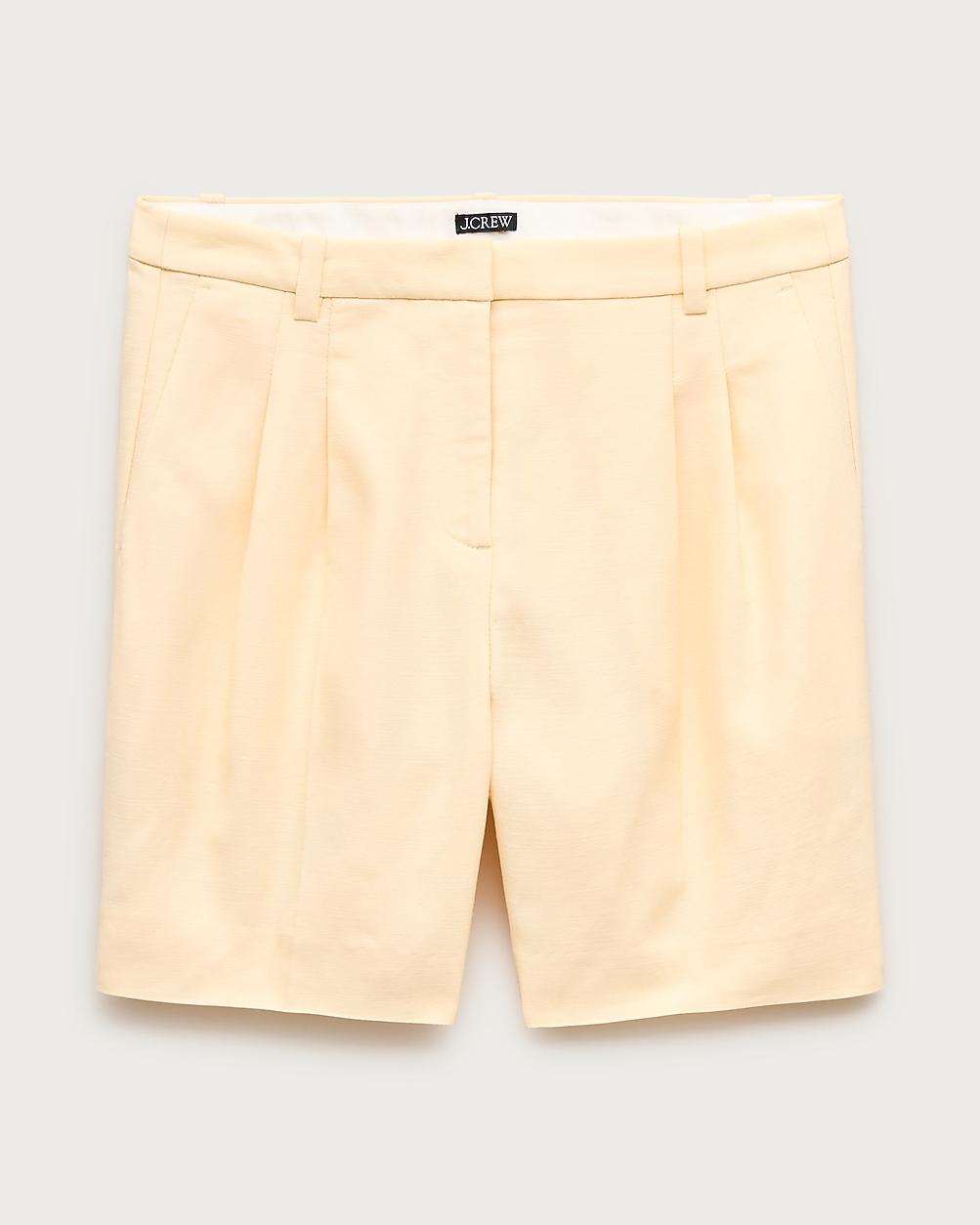 Pleated trouser short in Gramercy linen blend by J.CREW