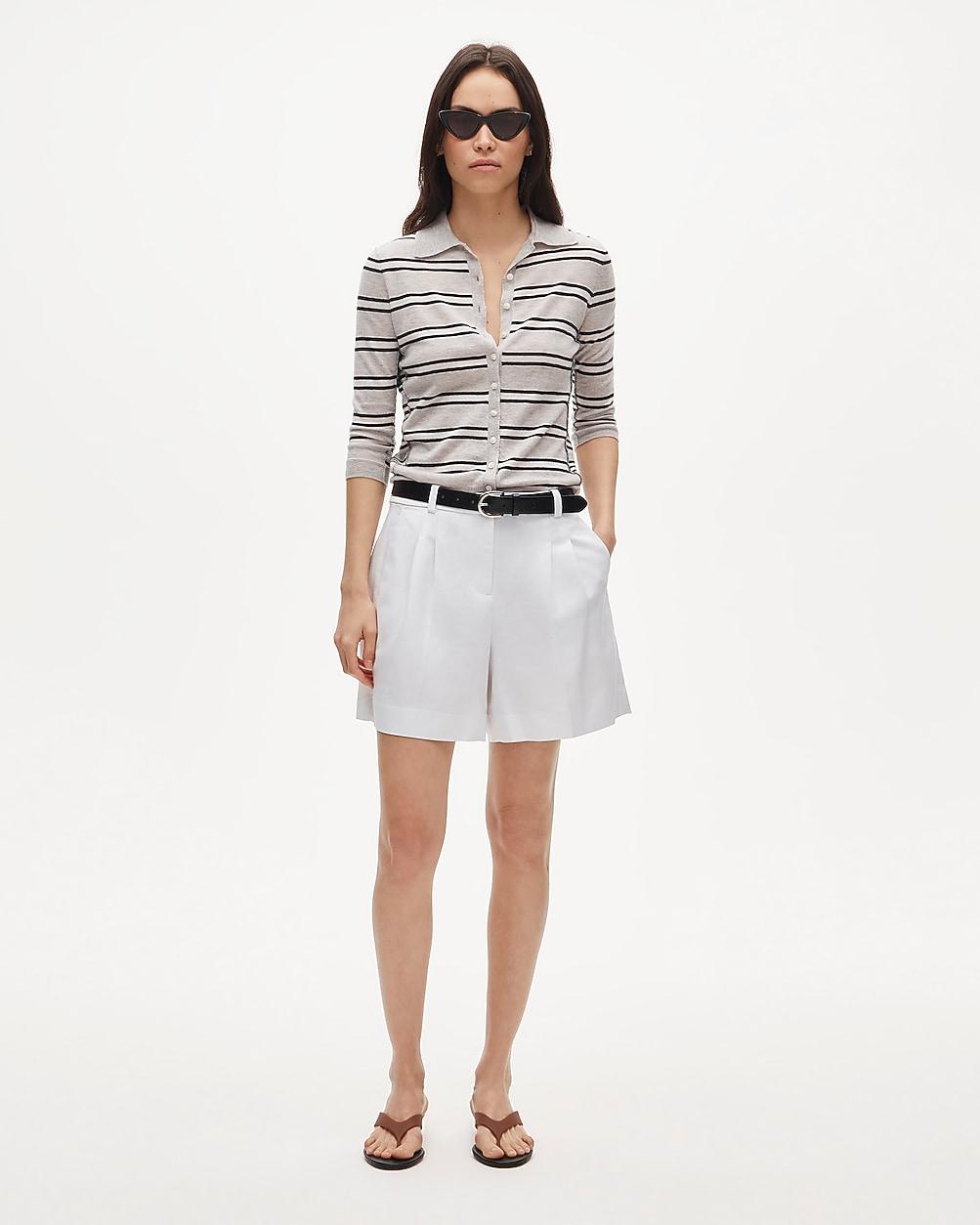 Pleated trouser short in Gramercy linen blend by J.CREW