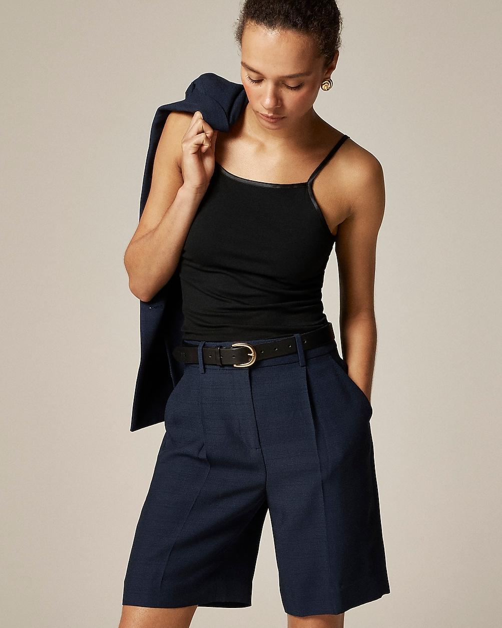 Pleated trouser short in luster canvas by J.CREW