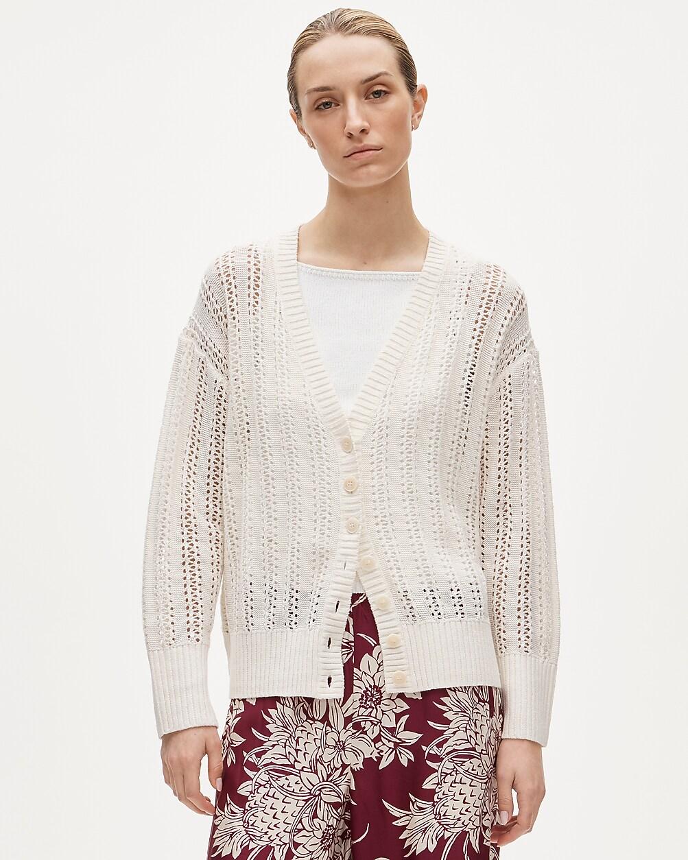 Pointelle V-neck cardigan by J.CREW
