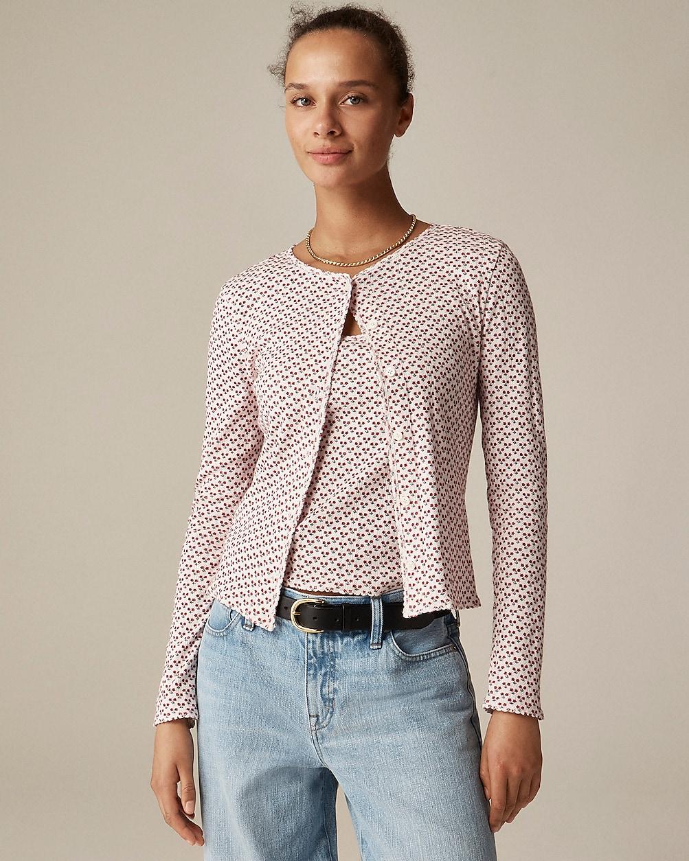 Pointelle cardigan in ditsy floral by J.CREW