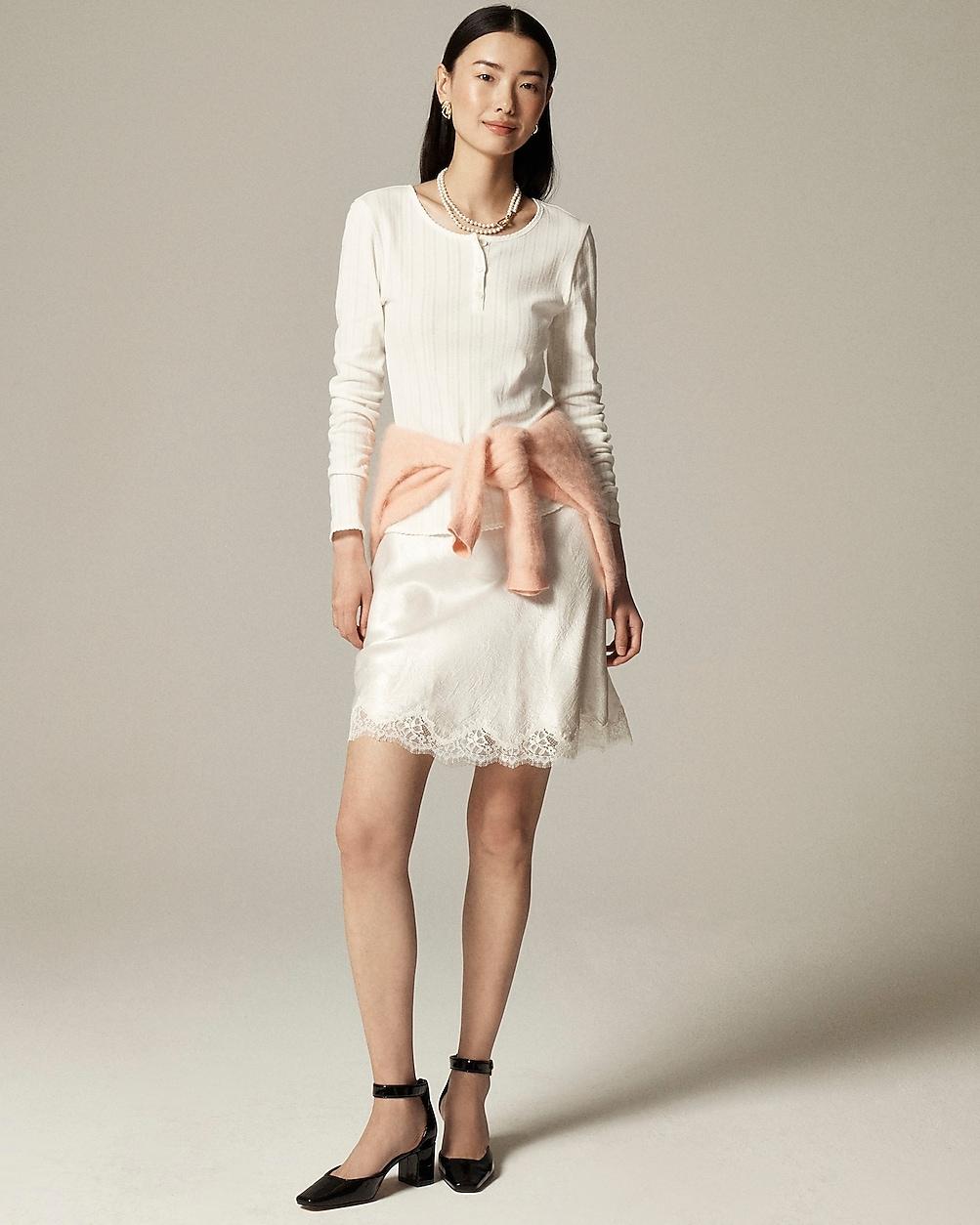 Pointelle long-sleeve henley T-shirt by J.CREW