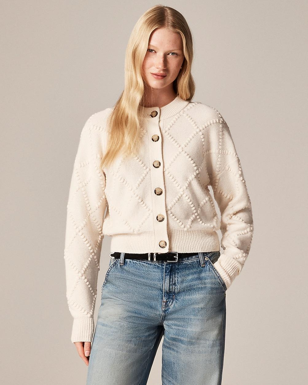Popcorn-stitch cardigan in vintage wool by J.CREW