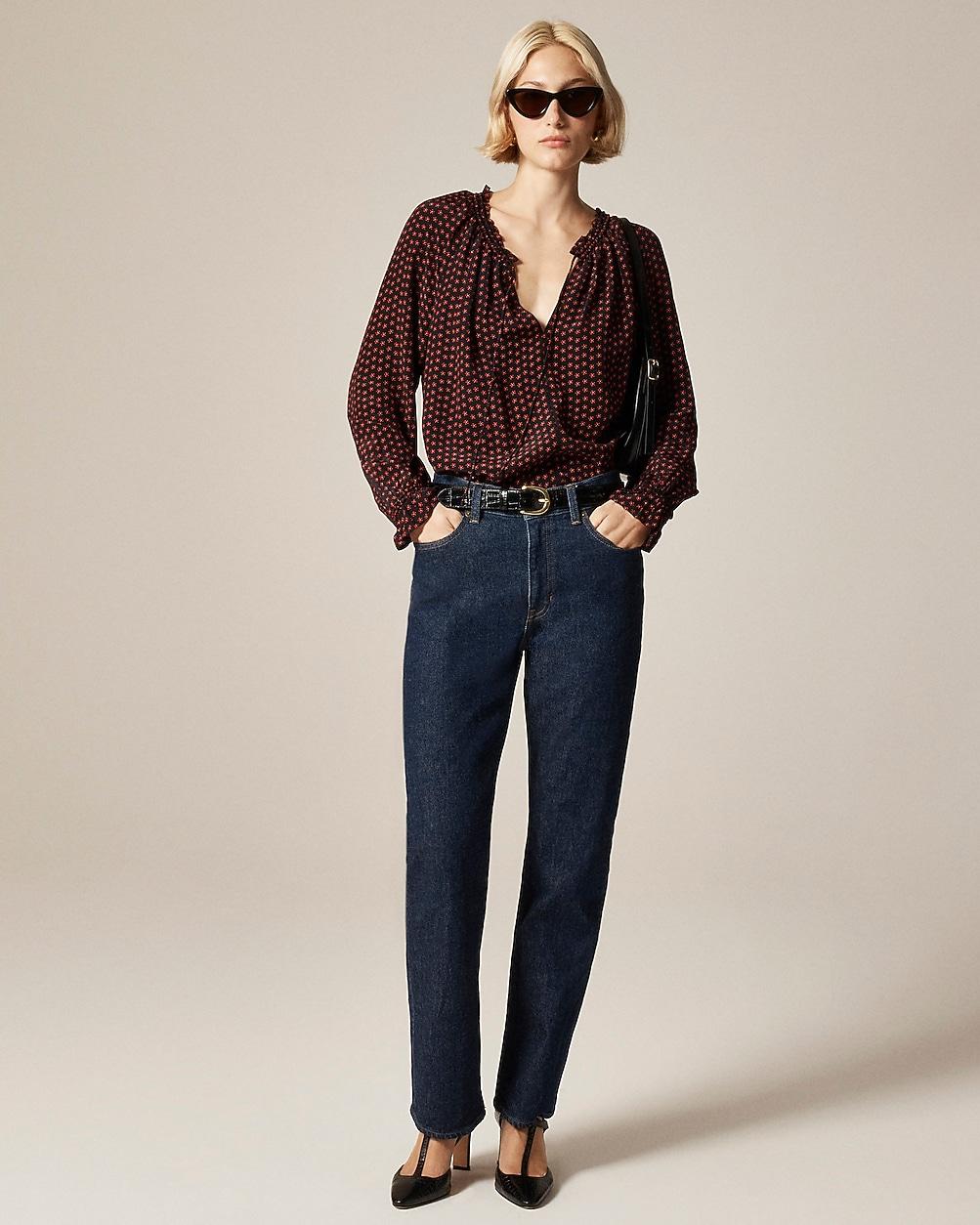 Popover top in ditsy floral crepe de chine by J.CREW