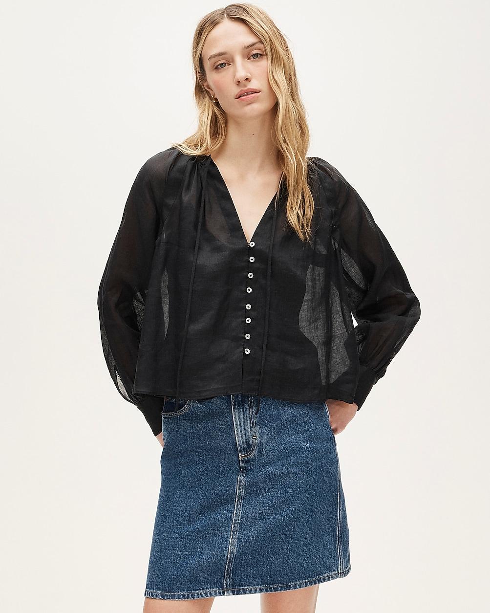Popover top in ramie by J.CREW