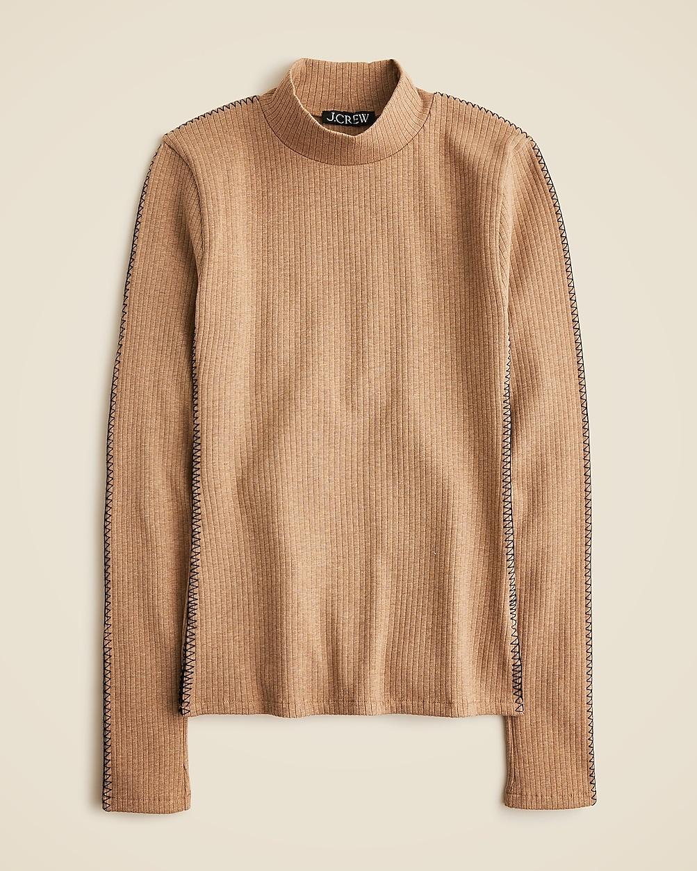 Premium rib turtleneck with whipstitch trim by J.CREW