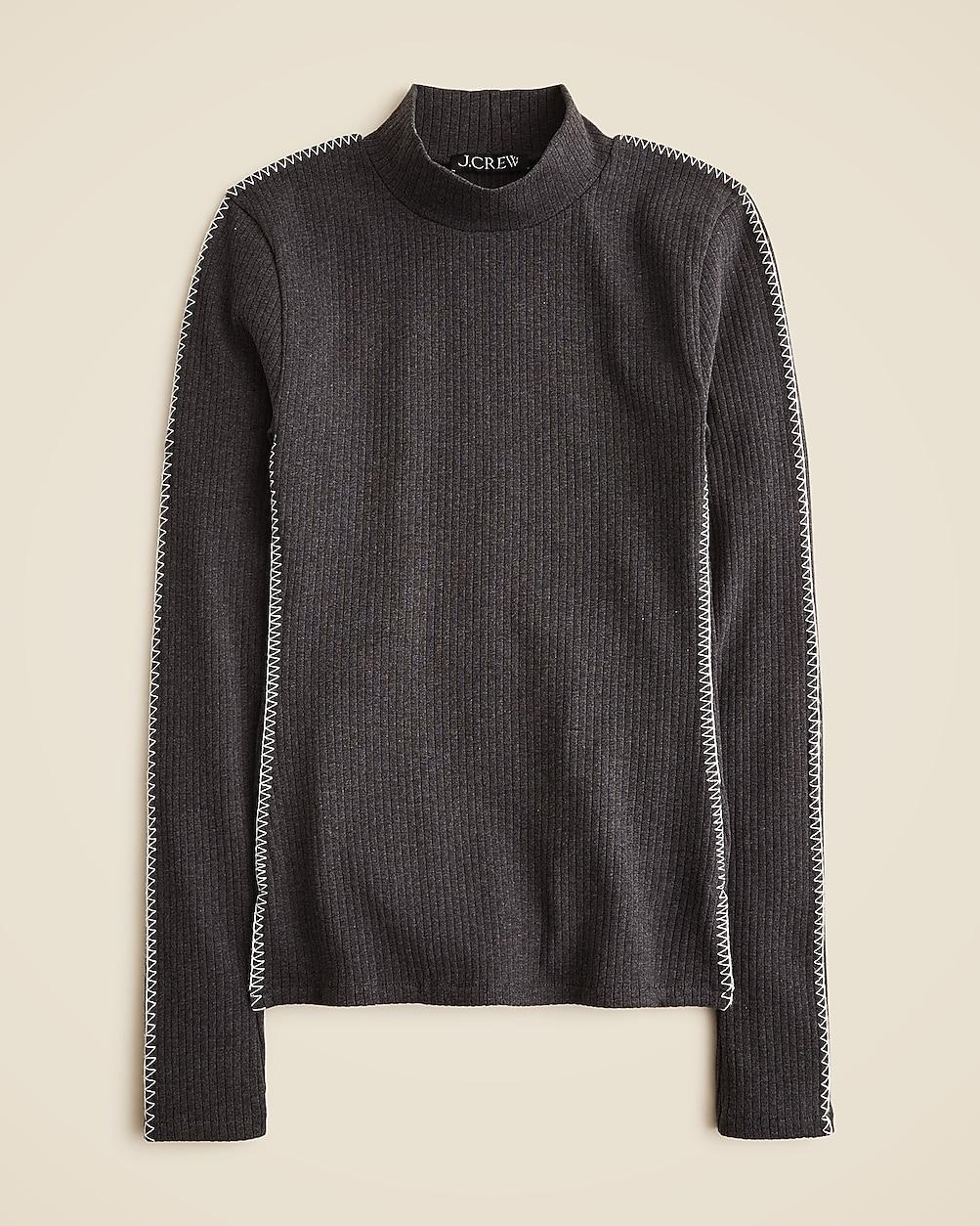 Premium rib turtleneck with whipstitch trim by J.CREW