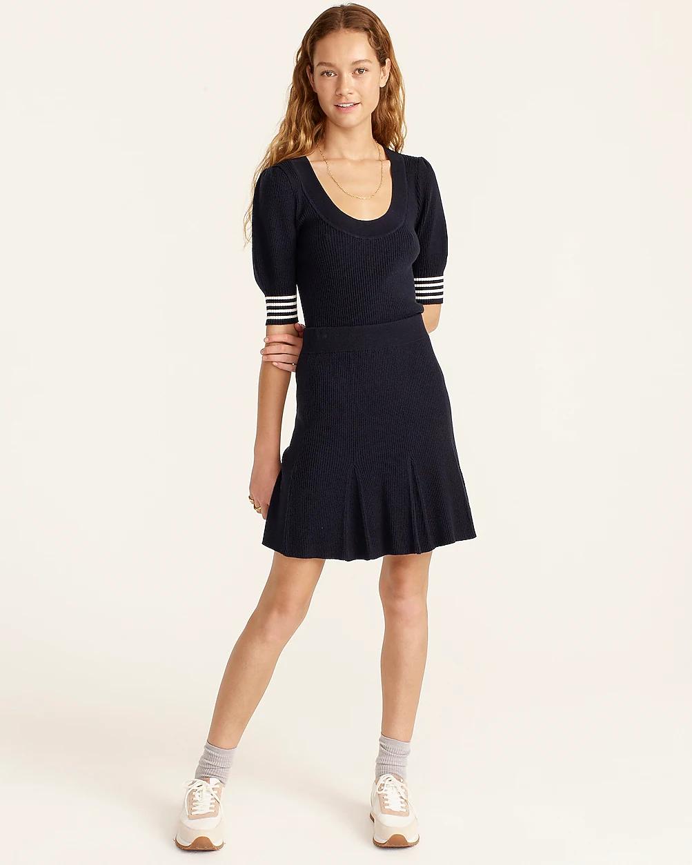 Puff-sleeve silk-blend sweater with stripe by J.CREW