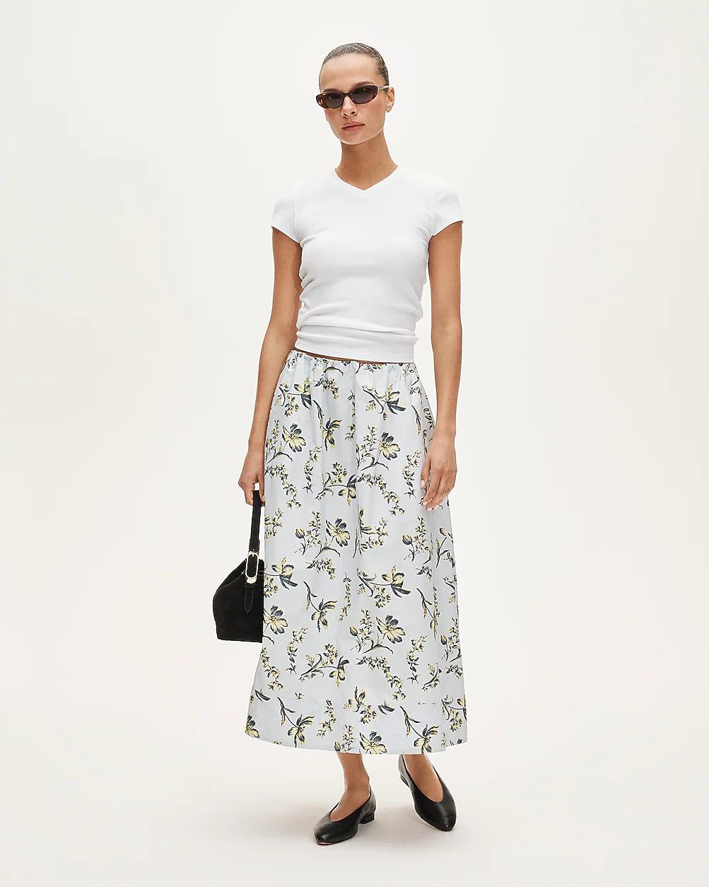 Pull-on midi skirt in lotus print by J.CREW
