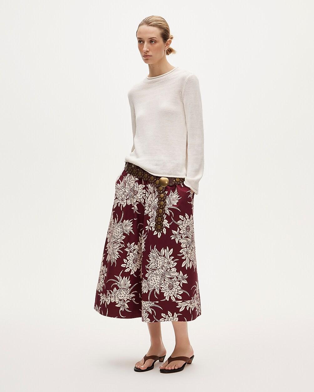 Pull-on midi skirt in pineapple garden print by J.CREW