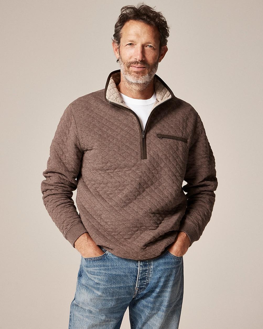 Quilted quarter-zip pullover by J.CREW