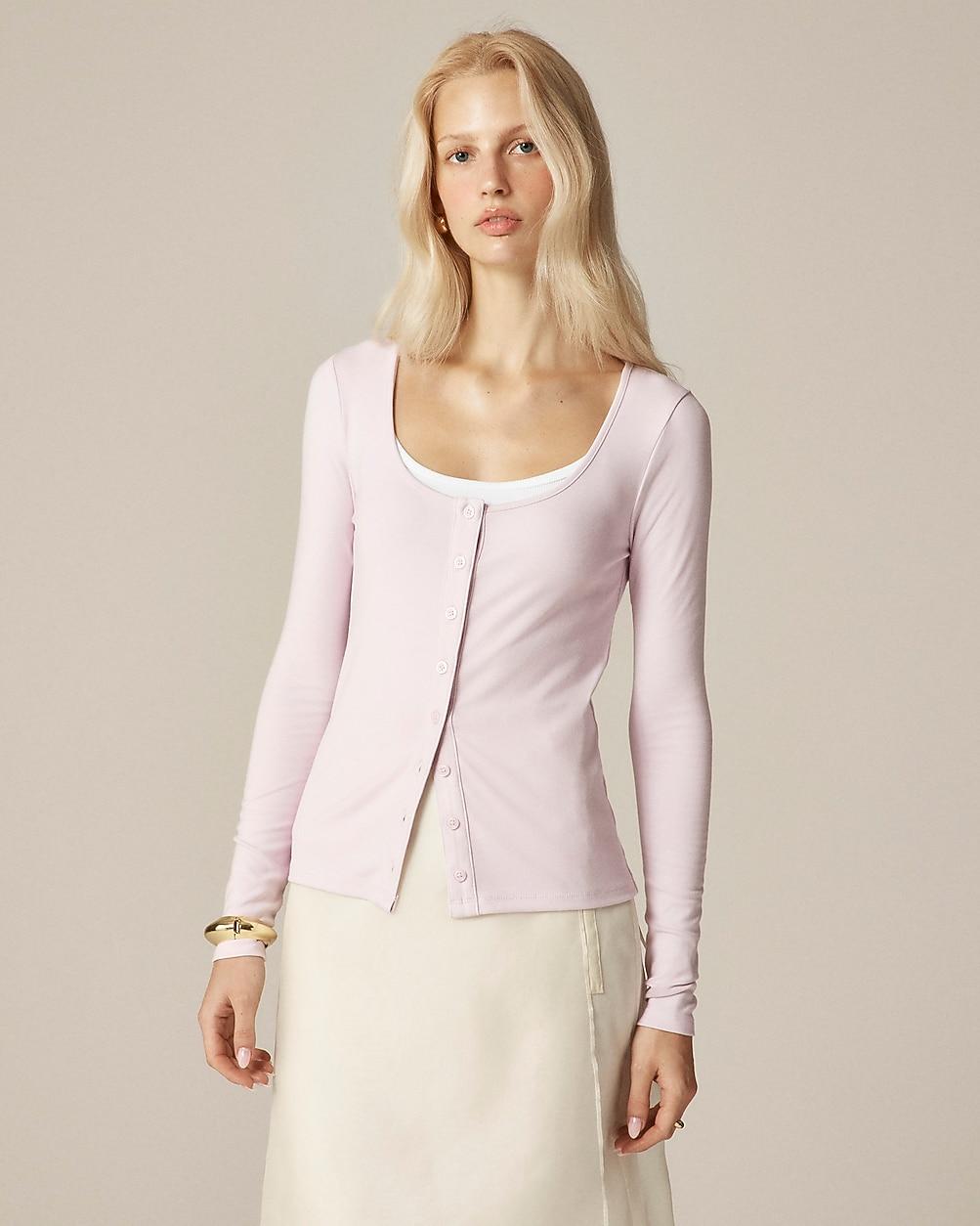 Refined rib scoopneck cardigan top by J.CREW